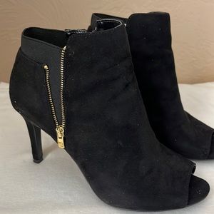Black open toe booties